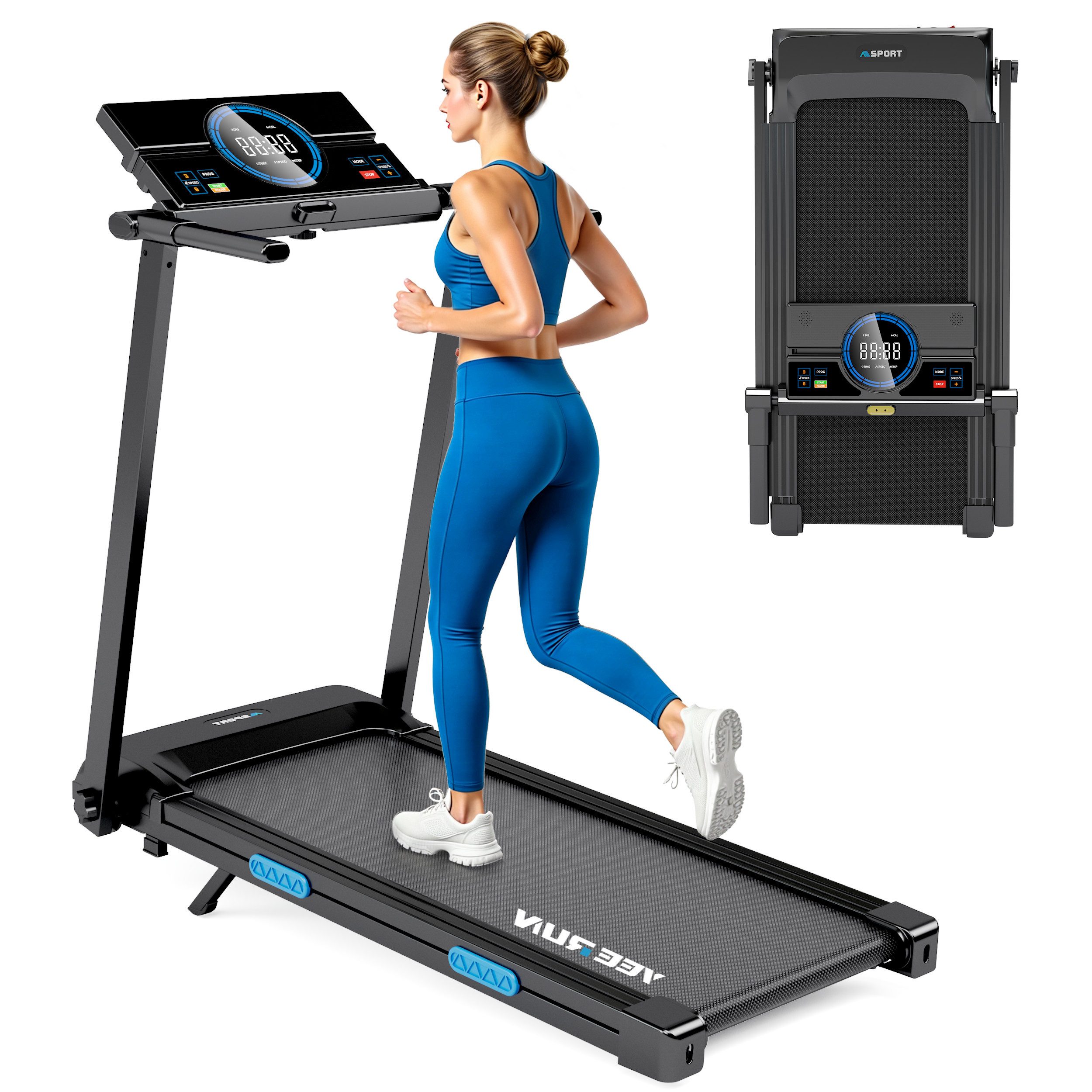 YEE RUN Laufband für Zuhause, treadmill 4 in 1, 12% Steigung, 3HP, 1-8 km/h