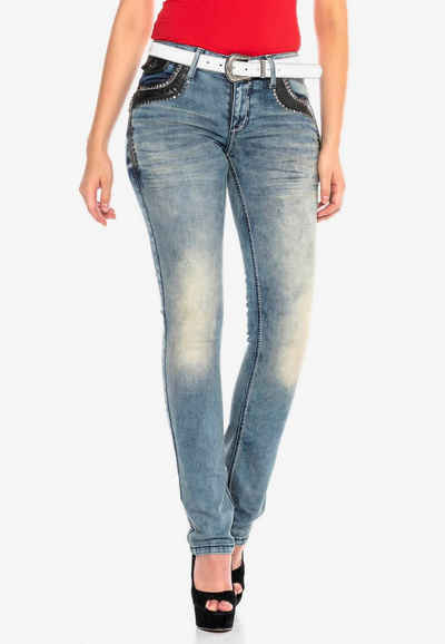 Cipo & Baxx Slim-fit-Jeans mit rockigem Nieten-Besatz