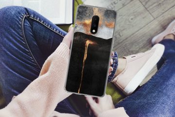 MuchoWow Handyhülle Abstrakt - Gold - Chic - Schwarz - Grau, Phone Case, Handyhülle OnePlus 7, Silikon, Schutzhülle