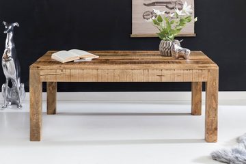 FINEBUY Couchtisch FB45558 (110x60x47 cm Massivholz Mango Natur Rechteckig), Großer Wohnzimmertisch, Sofatisch Kaffeetisch