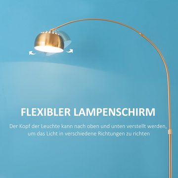 HOMCOM Stehlampe Stehleuchte, ohne Leuchtmittel, Stehleuchte Wohnzimmer mit vergoldeter Lampenschirm Retro Metall