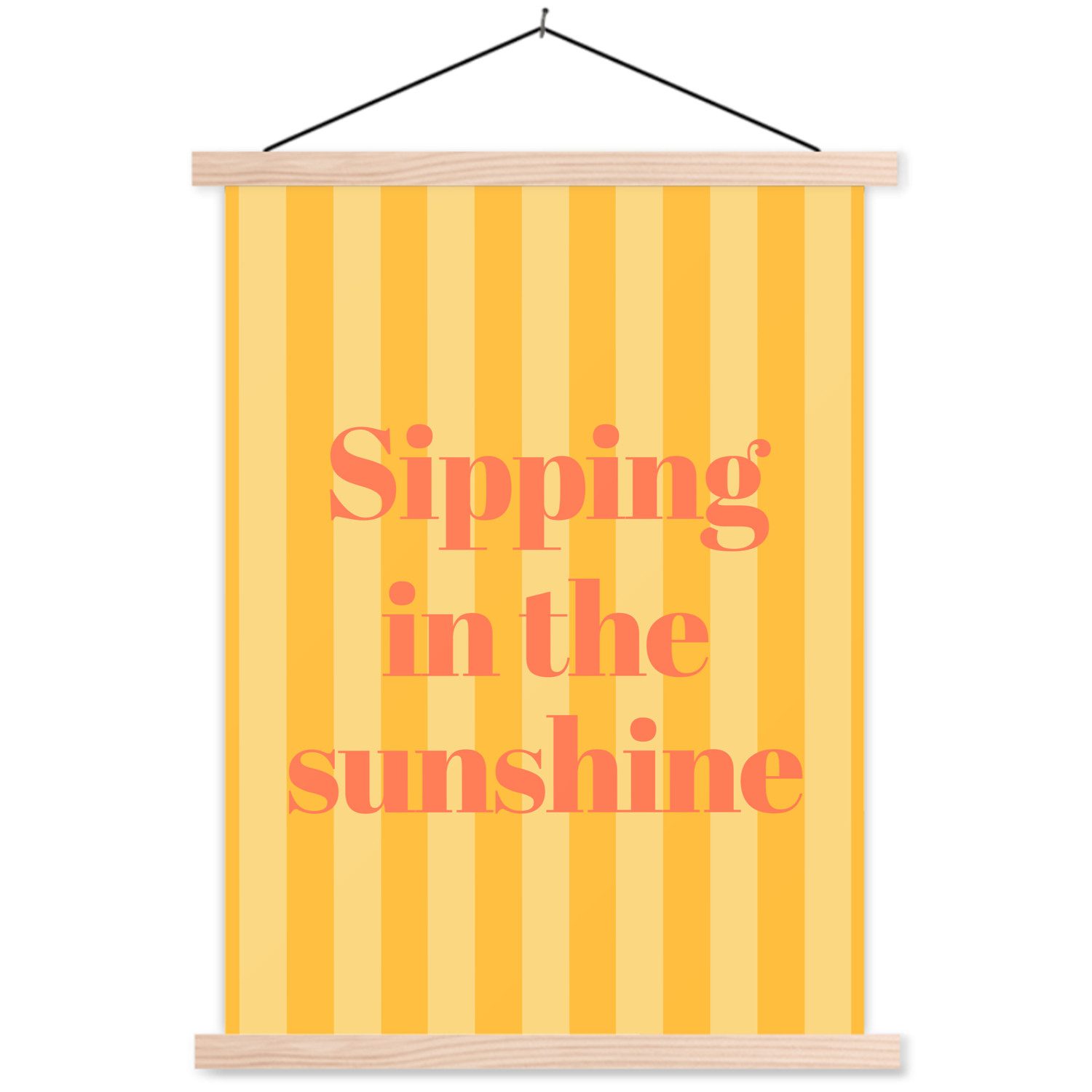 MuchoWow Poster Gestreift - Gelb - Sonnenschein - Briefe, (1 St), Posterleiste, Textilposter für Wohnzimmer, Bilderleiste, 40x53 cm