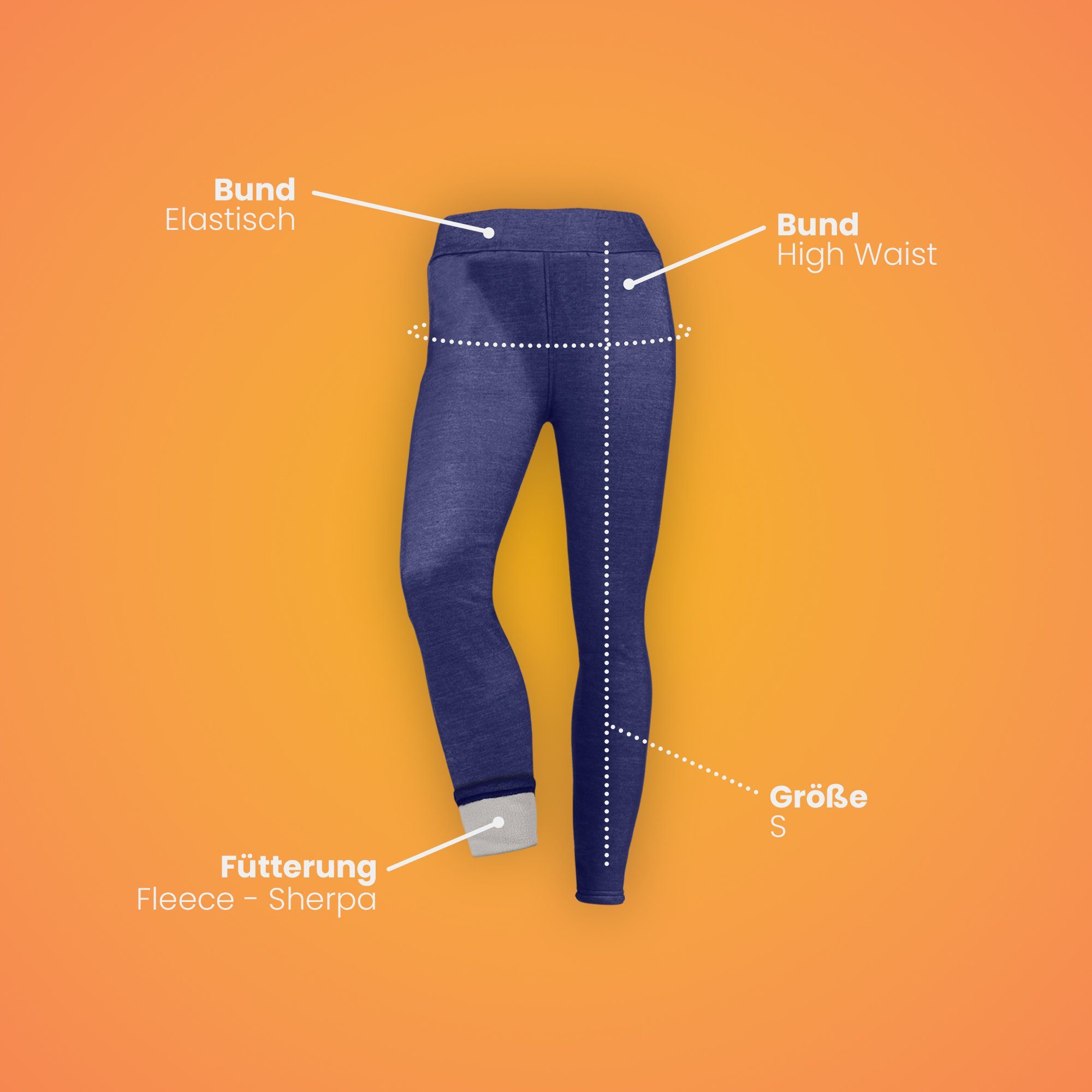 Bestlivings Thermoleggings für Damen gefüttert High-Waist-Schnitt, weiches Fleece-Innenfutter, waschbar