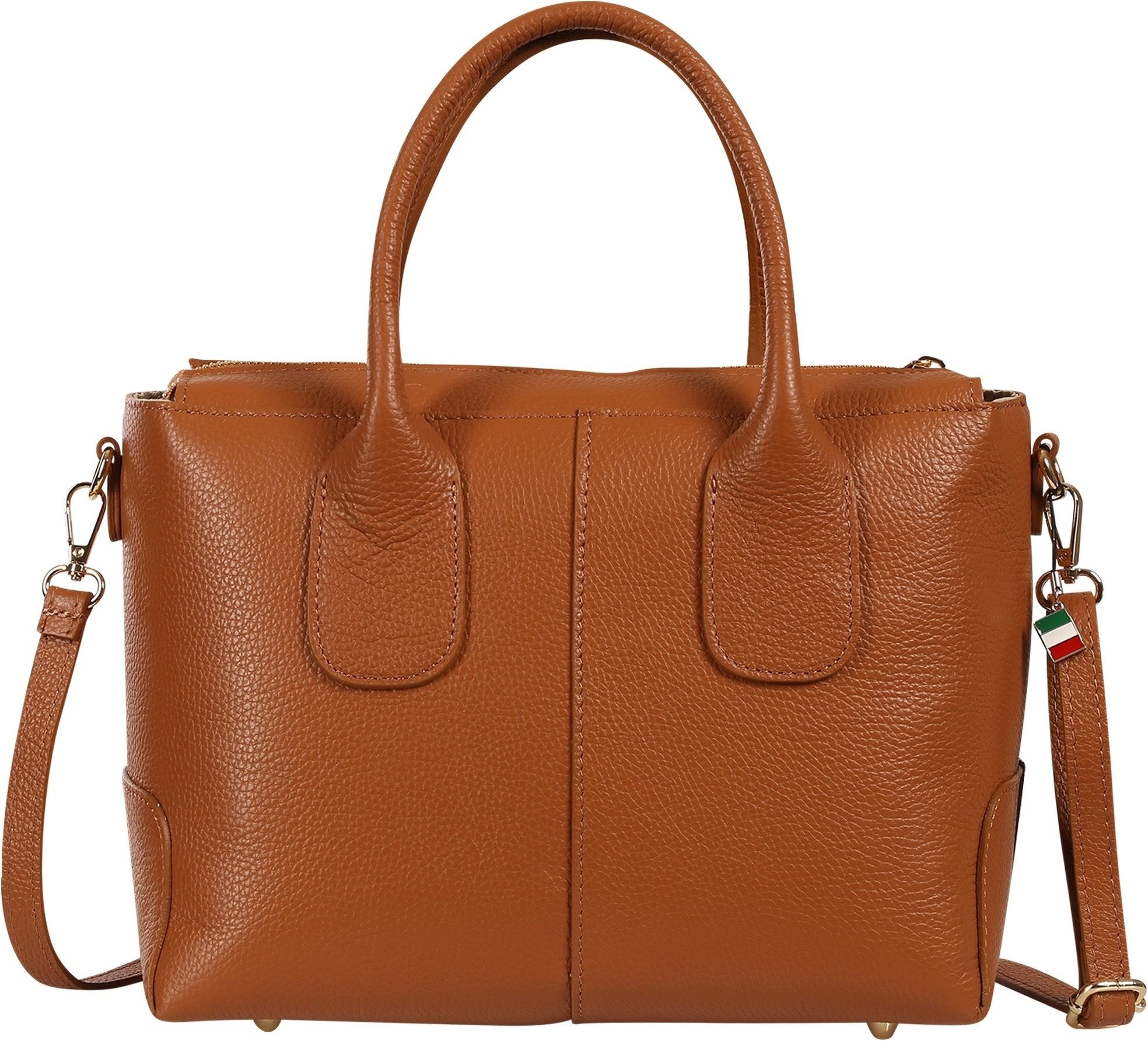 FLORENCE Handtasche Florence Damen Handtasche Echtleder braun (Handtasche), Damen Umhängetasche, Handtasche Leder, braun, tan ca. 32cm