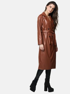 Elara Lederimitatmantel Elara Damen Langer Langer Trenchcoat (1-tlg)