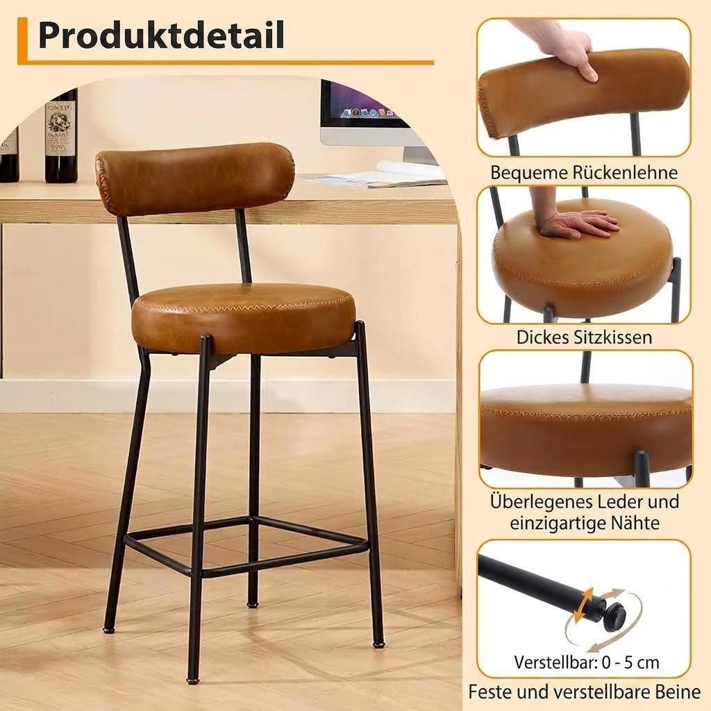 GarveeMore Barhocker (2 St) aus Memory-Schaum, mit ergonomischer Rückenlehne