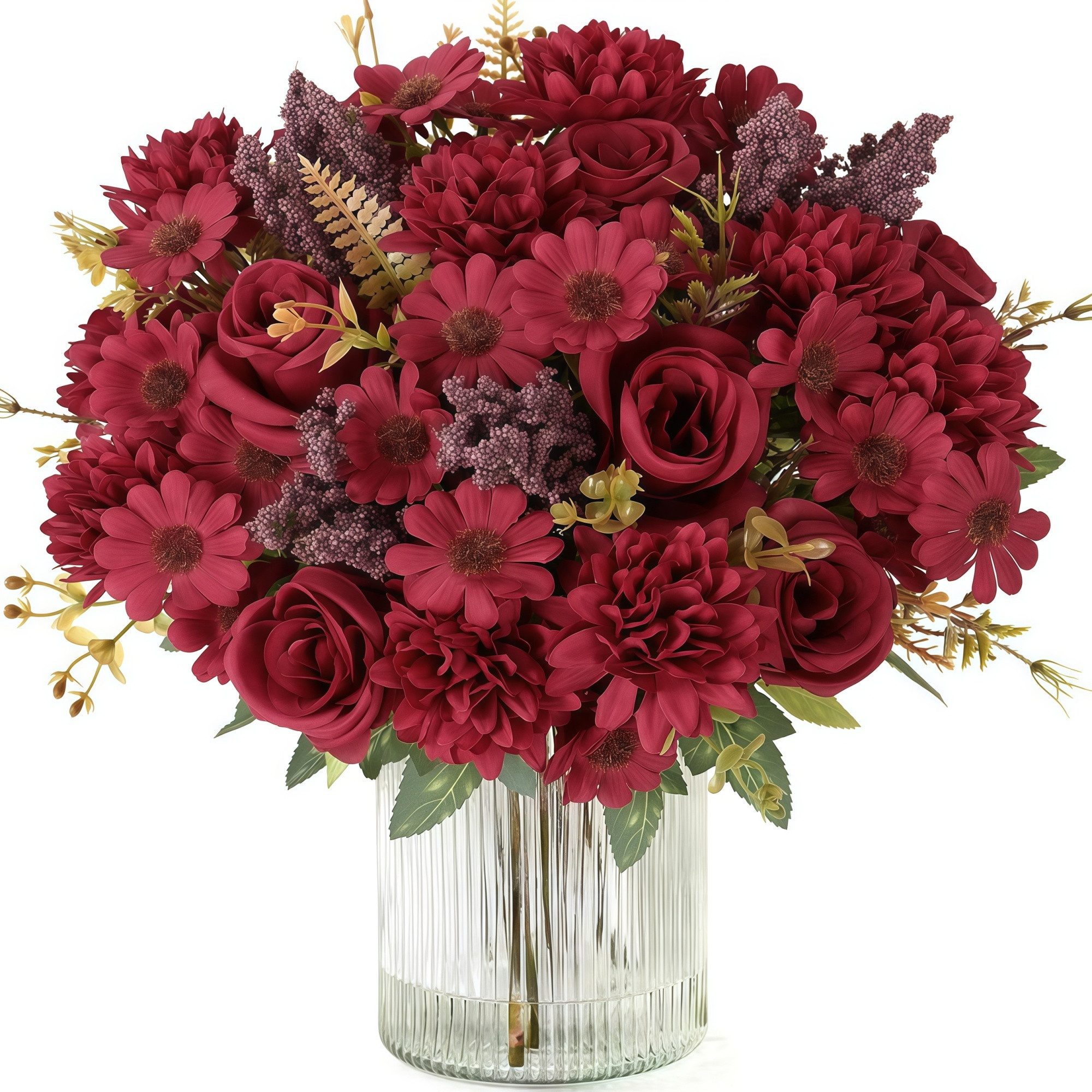 Kunstblumenstrauß Künstliche Rosenblumen 2er-Set – Seidenblumenstrauß für Dekoration, FOUORTUNATE-BEE, Perfekt für Hochzeit, Party oder Heimdekoration in Rosa