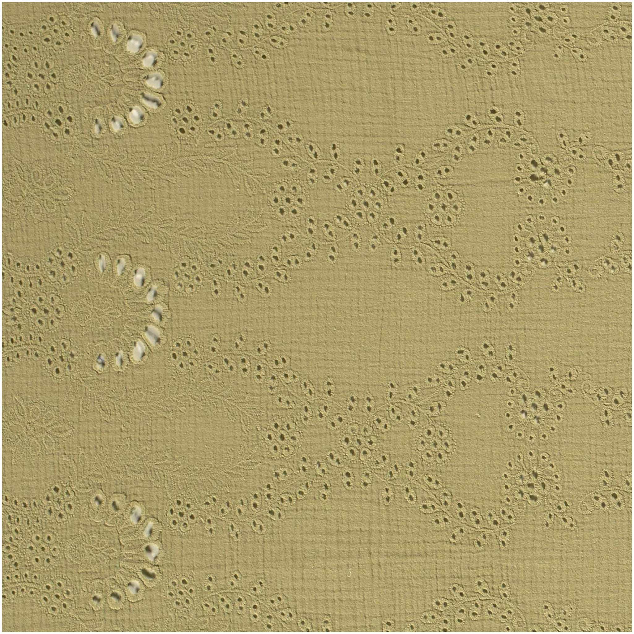 maDDma Stoff Musselin-Stoff florale Muster ab 50x130cm uni Mulltuch, 026 - khaki