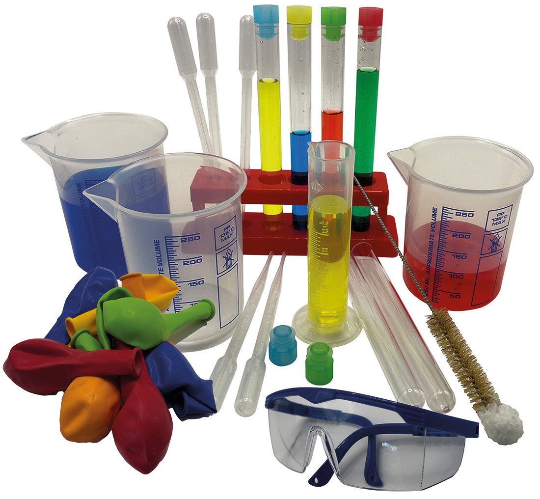 myExperimentSet Experimentierkasten Labor Basis PLUS Set mit Reagenzglasgestell aus Kunststoff, (1-tlg., Ausrüstung für erste chemische Experimnte)