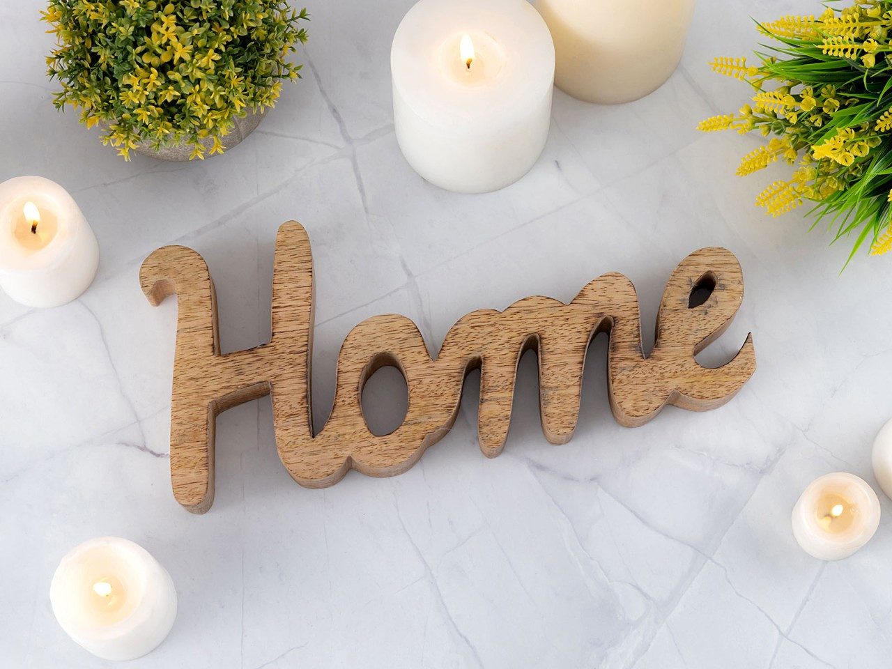 Dekoobjekt Holzfigur Schriftzug Home 28x12cm Dekoschrift Massivholzholz massiv