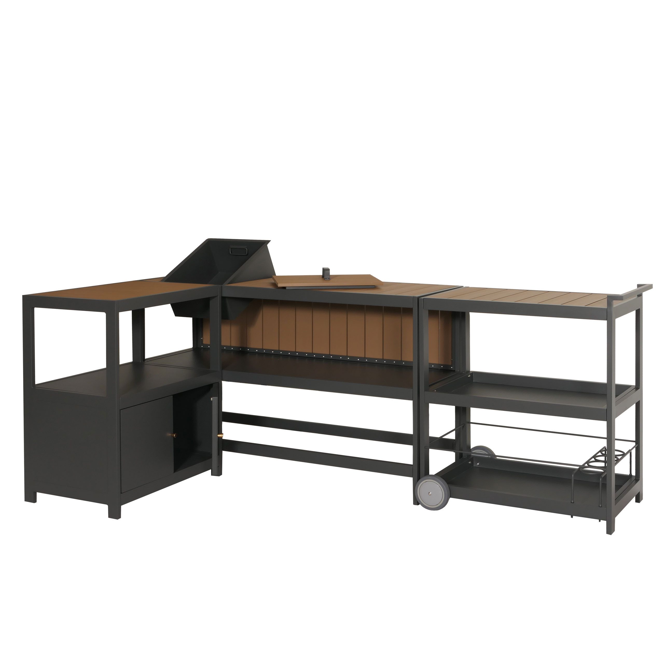 MCW Outdoor-Küche MCW-M64, Element mit Schrankfach, 3 Etagen, mit Rollen, Griff, Schraubfuß