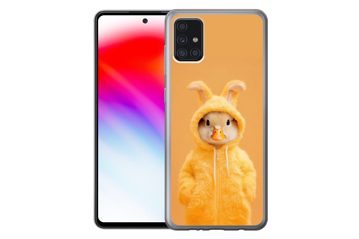 MuchoWow Handyhülle für Samsung Galaxy A52 5G Osterhase - Kostüm - Ente, Smartphone-Bumper, Print, Handy Schutzhülle Dünn