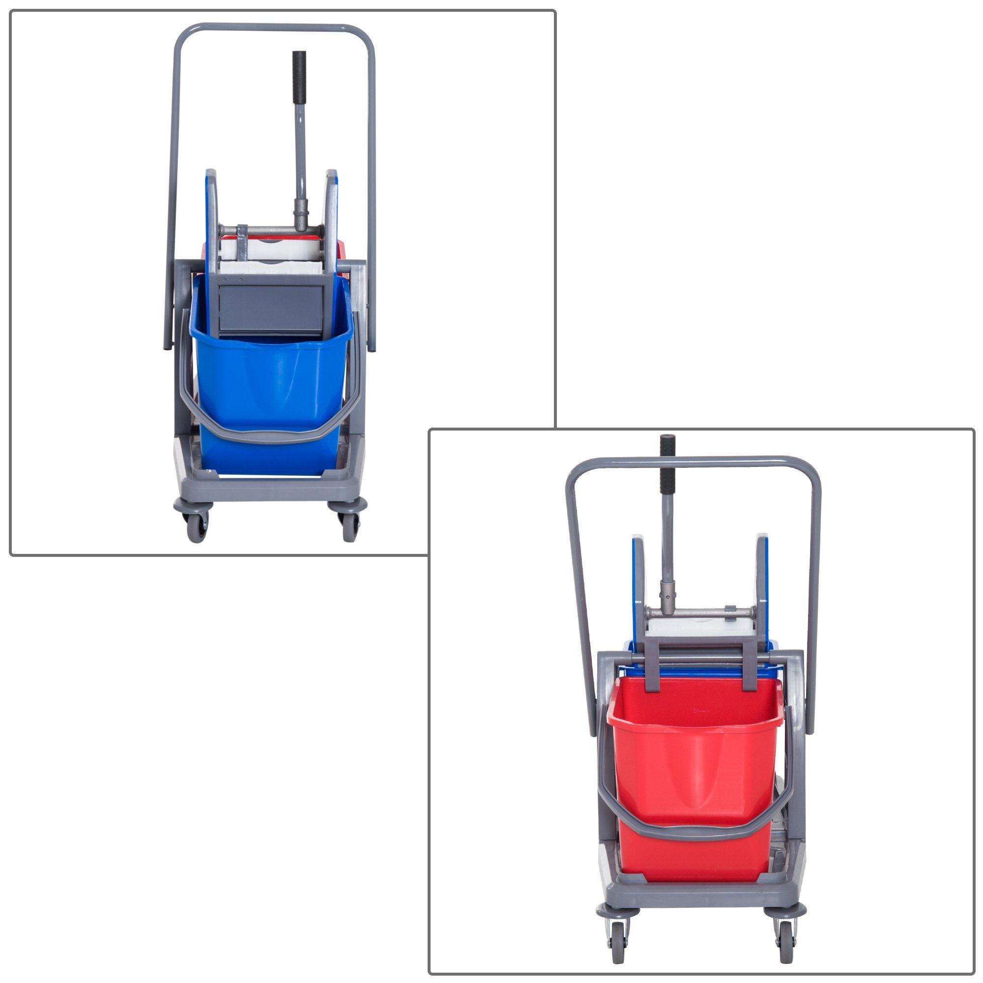 HOMCOM Putzeimer Wischwagen mit 2 Eimern