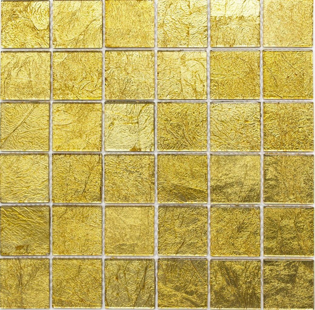 Mosani Mosaikfliesen Glasmosaik Matten 10 Crystal / glänzend gold Mosaikfliesen