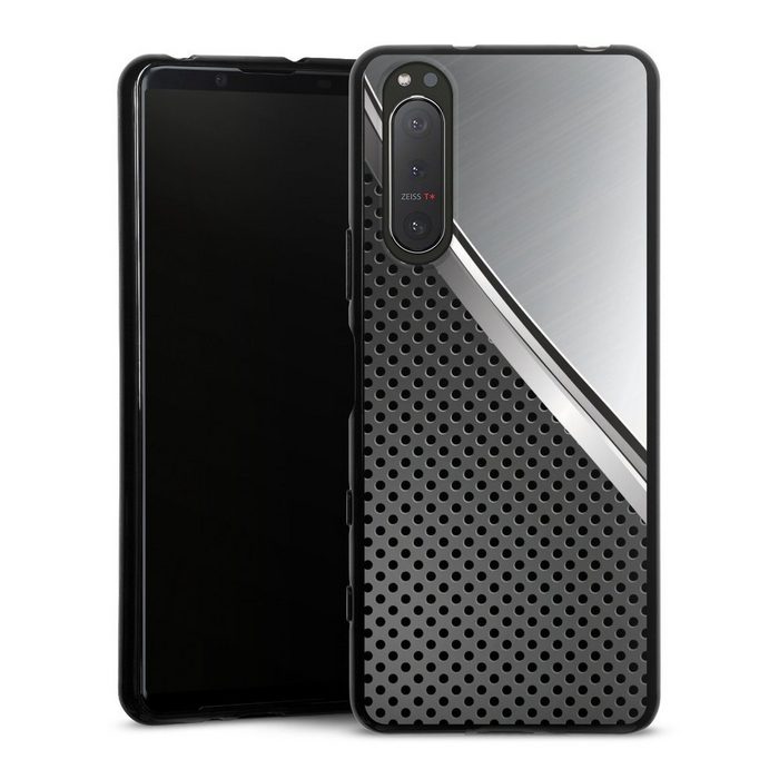 DeinDesign Handyhülle Carbon Stahl Metall Duo Metal Surface Sony Xperia 5 II 5G Silikon Hülle Bumper Case Handy Schutzhülle