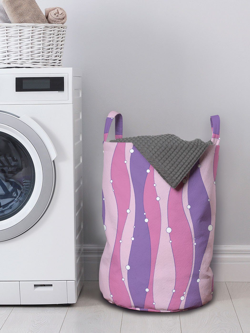 Griffen Vertikale Abakuhaus mit Linien Kordelzugverschluss Kunst für Waschsalons, Wäschekorb gewellte Abstrakt Wäschesäckchen
