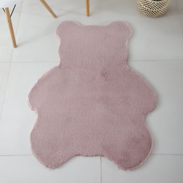 Fellteppich Bär Form, Carpettex, Läufer, Höhe: 25 mm, Teppich Plüsch Einfarbig Bärform Kunstfell Kinderzimmer