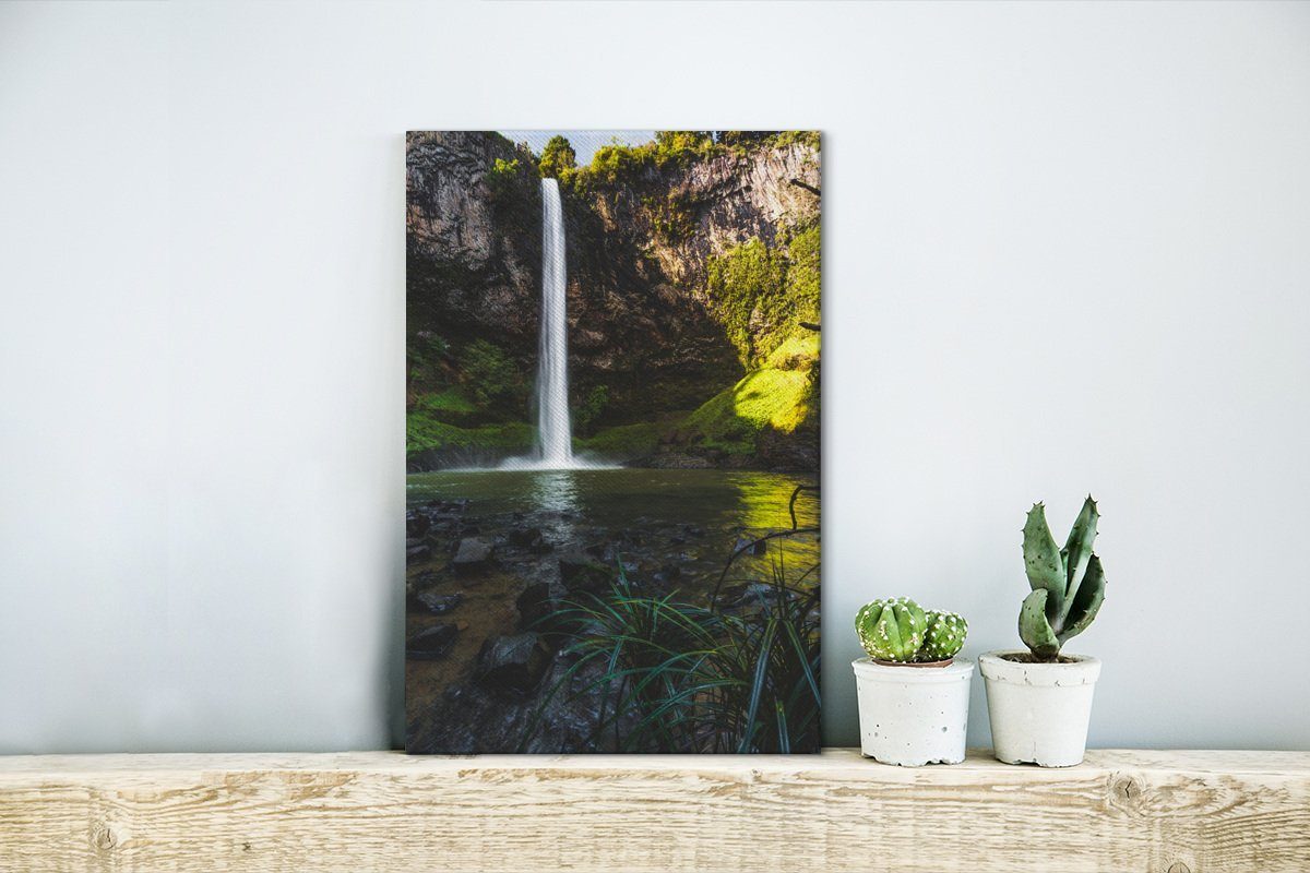 OneMillionCanvasses® Leinwandbild Bridal Veil Wasserfall inkl. fertig (1 Leinwandbild St), Neuseeland, Zackenaufhänger, cm Gemälde, 20x30 bespannt