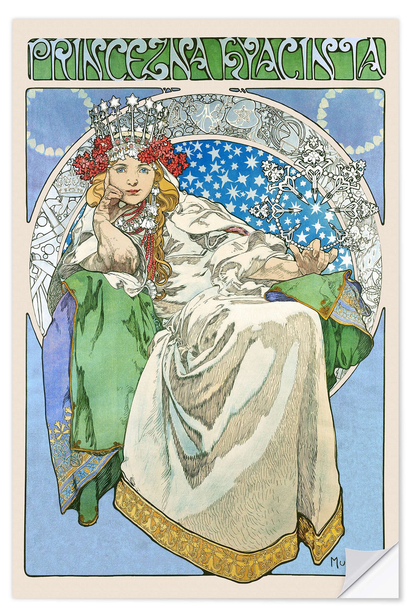 Posterlounge Wandfolie Alfons Mucha, Prinzessin Hyazinthe, Vintage Malerei