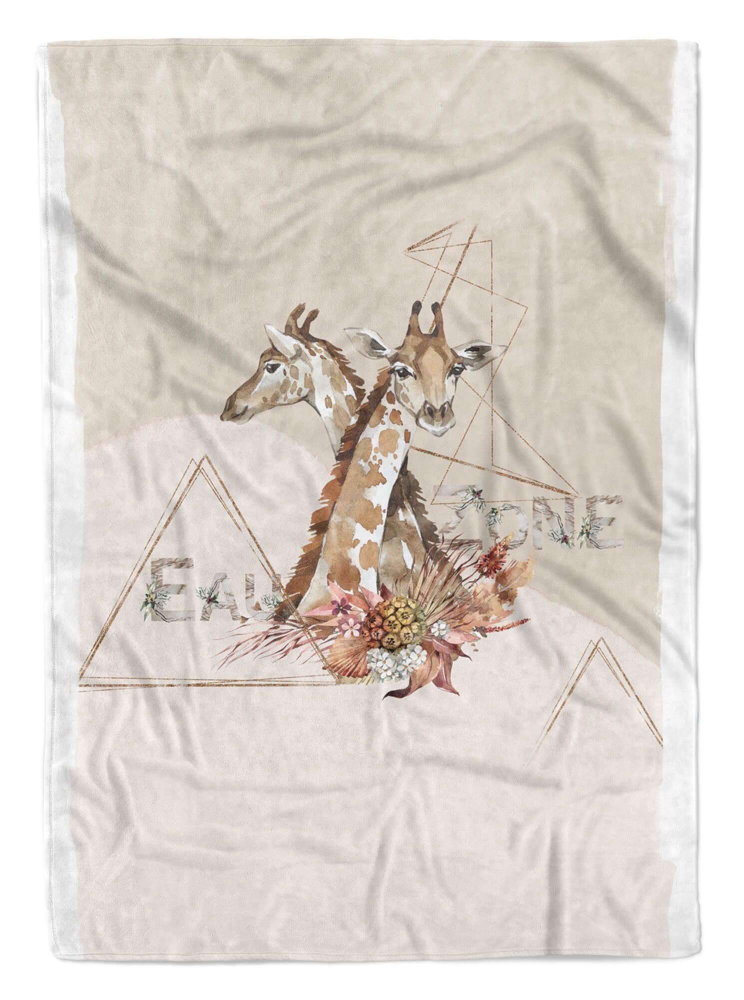 Sinus Art Handtücher Handtuch Baumwolle-Polyester-Mix Saunatuch S, Afrika Kuscheldecke Blumen Handtuch Giraffen Strandhandtuch (1-St)