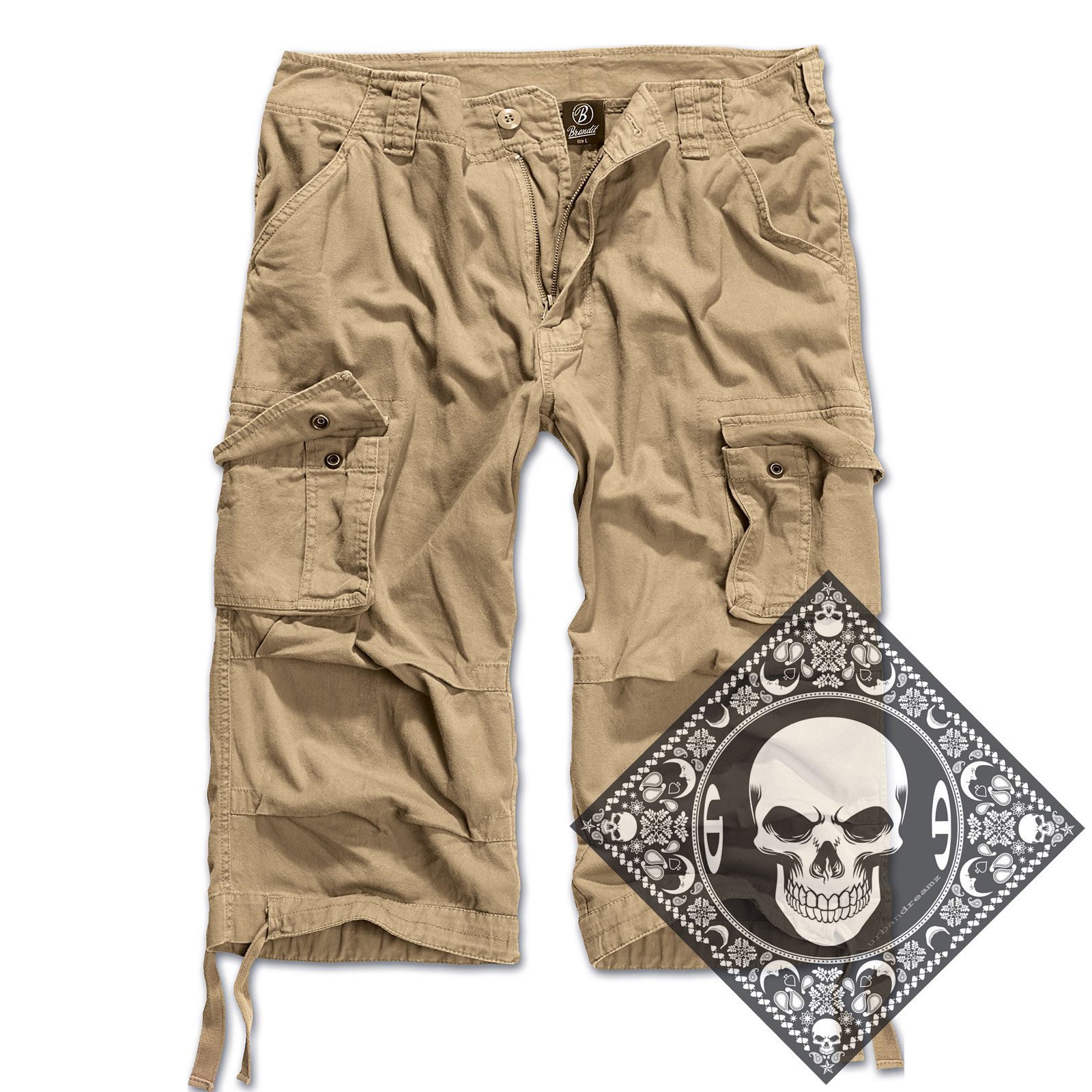 Cargoshorts Cargo Shorts kurze Hose Legend 3/4 lang Army mit UD Bandana
