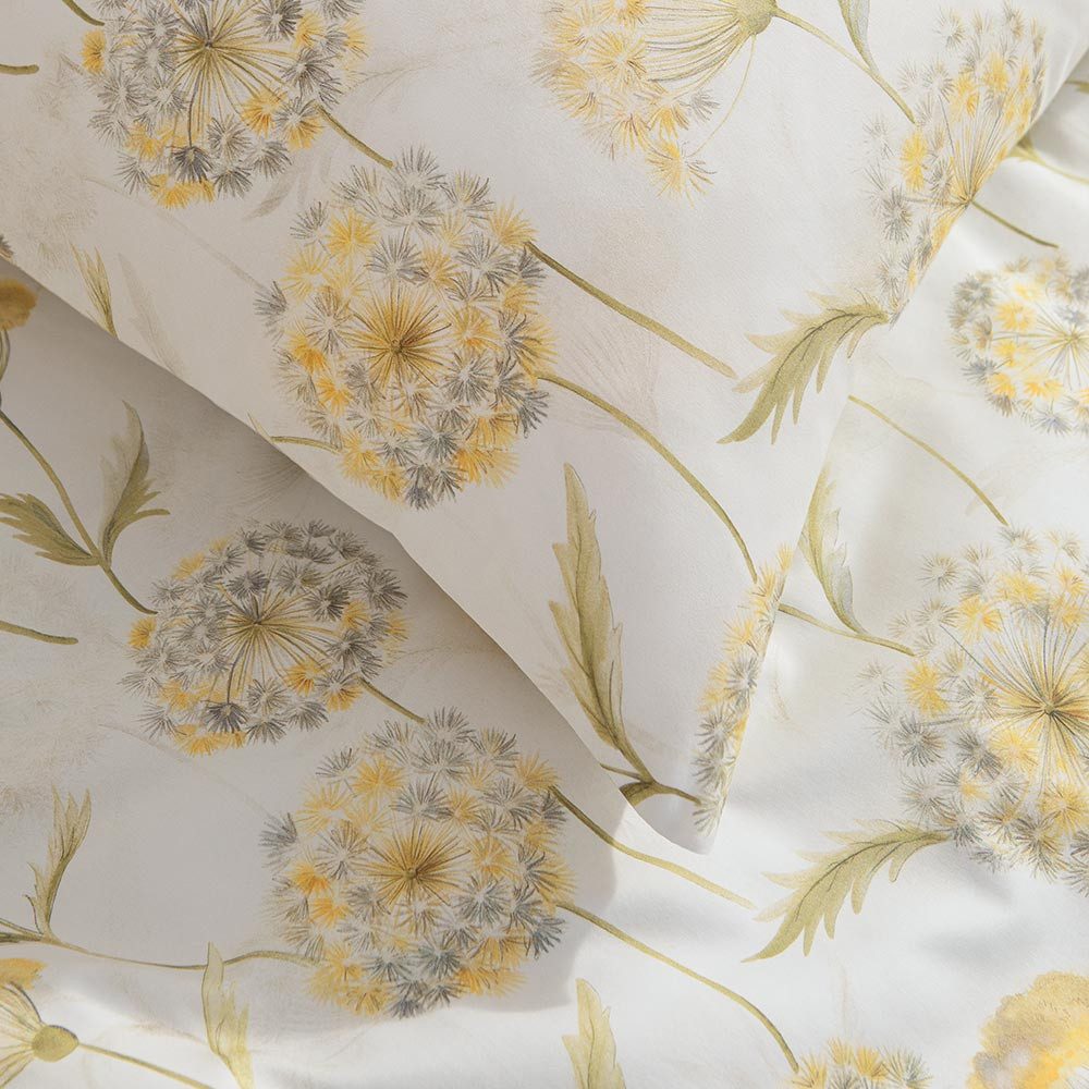 Estella Bettwäsche Estella Mako-Satin Bettwäsche 135x200 Lumina gelb beige Pusteblume, Mako-Satin, 2 teilig