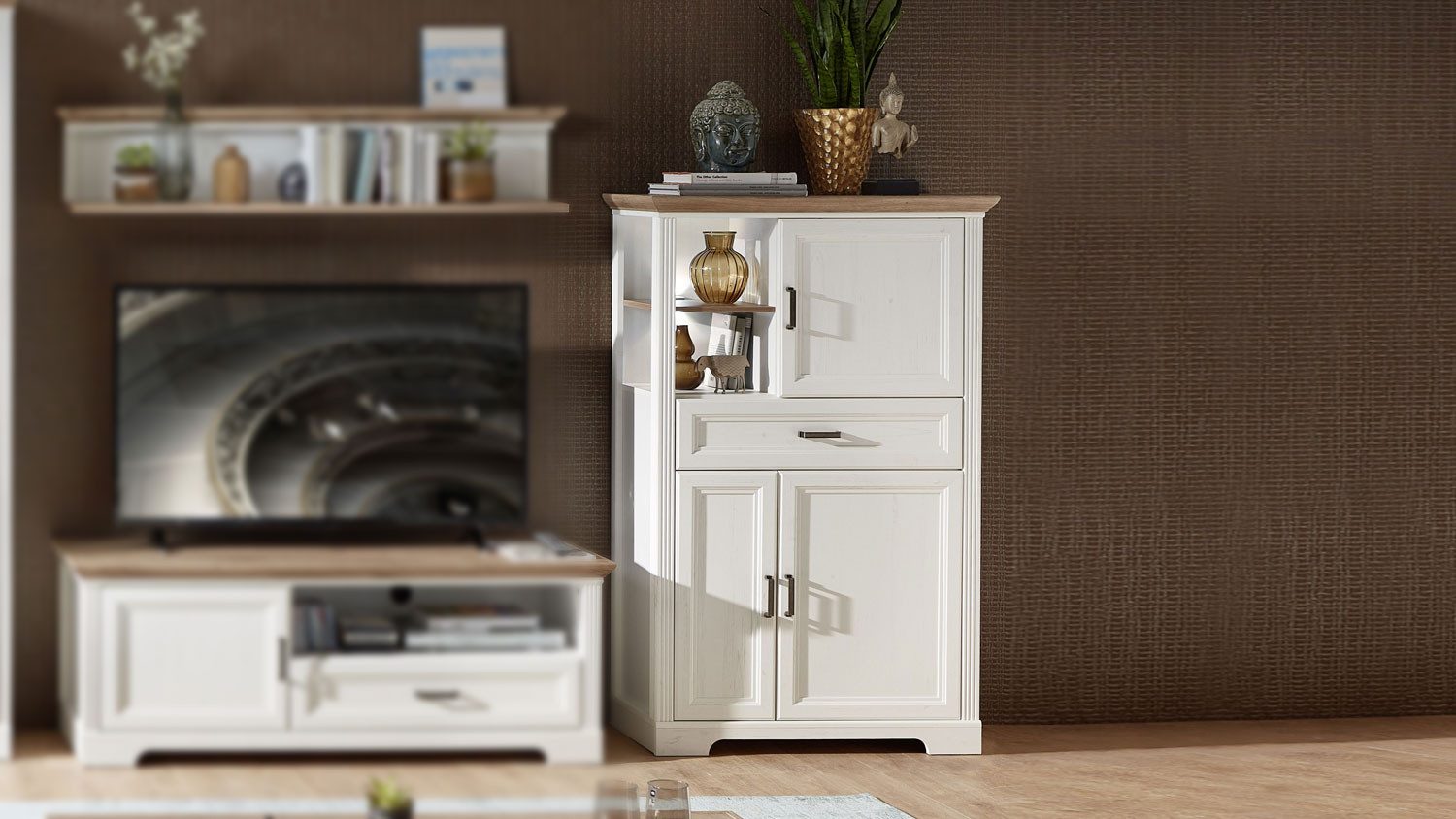 Innostyle Kommode Kommode Jasmin Highboard Pinie hell Artisan Eiche ca. 93x150