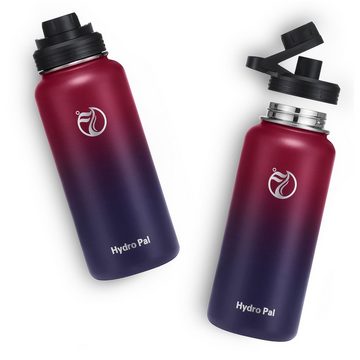 OKWISH Isolierflasche Thermosflasche Isolierte Trinkflasche Wasserflasche 1 Liter Edelstahl, BPA-Frei Auslaufsicher Kohlensäure geeignet 1L 2 Strohhalm 2 Deckel