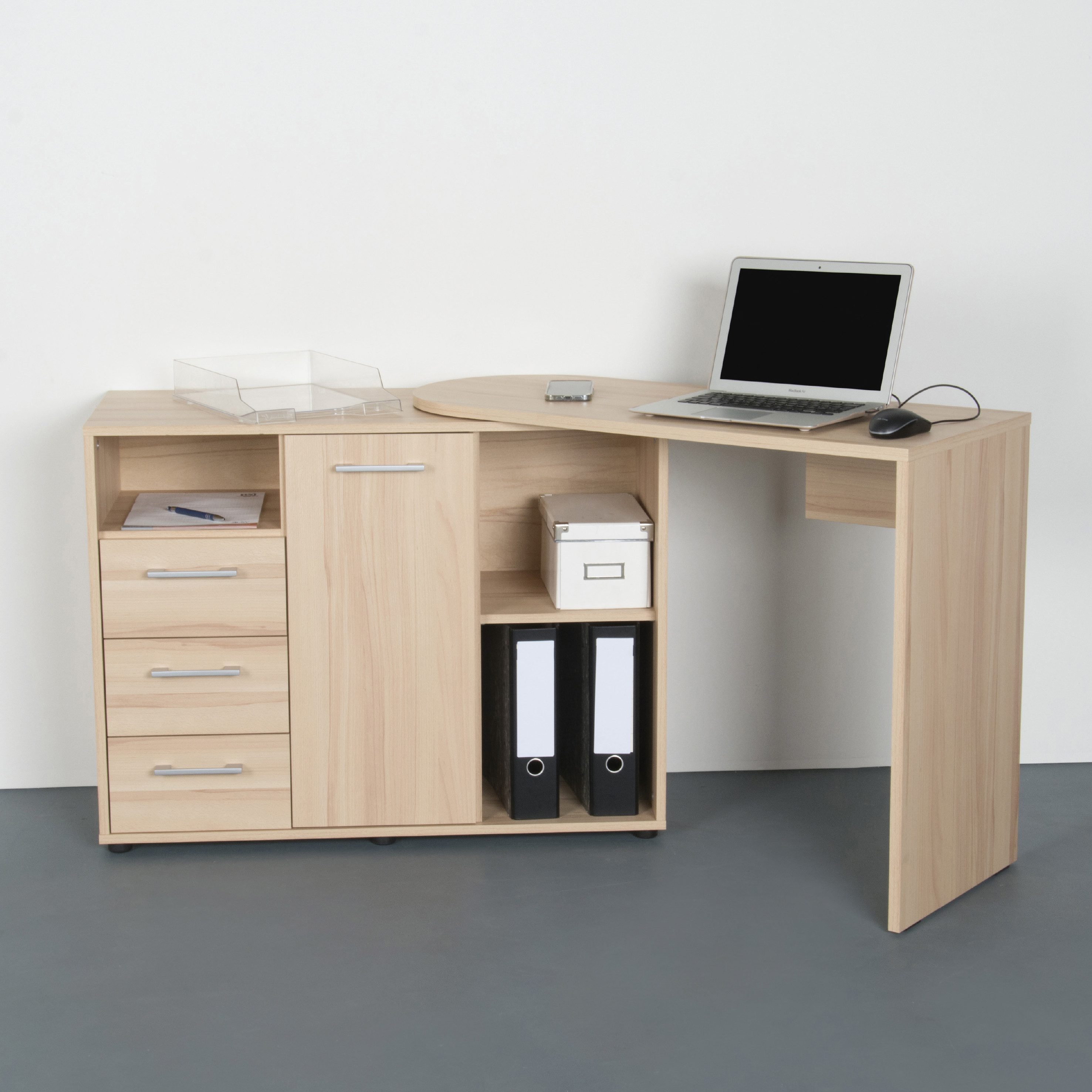 VOGL Möbelfabrik Schreibtisch 1246 mit schwenkbarer Tischplatte, platzsparend, Breite 98-149 cm, Made in Germany