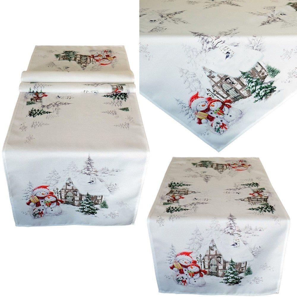 matches21 HOME & HOBBY Tischdecke Tischläufer ROBINA Schneemänner Hund bunt günstig online kaufen