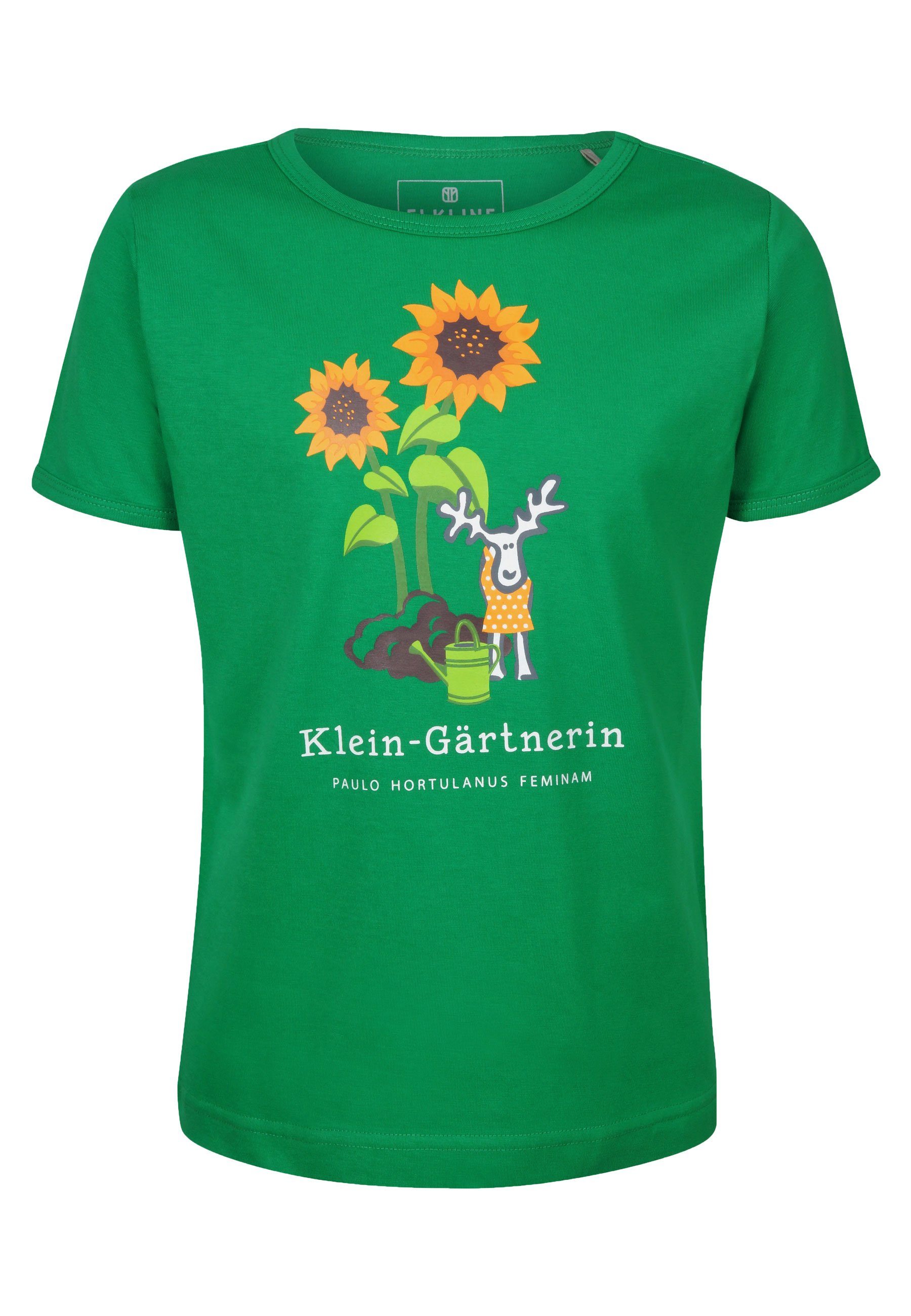 Elkline T-Shirt Kleingärtnerin Retro Gärtnerin Elch-Print