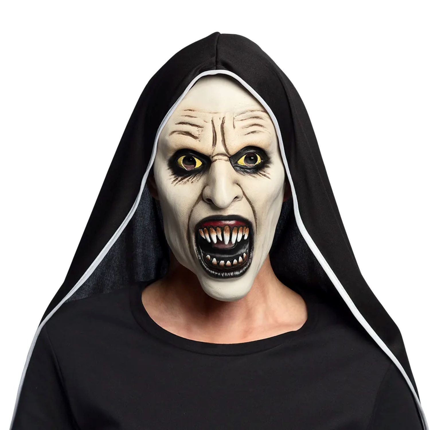 Boland Verkleidungsmaske Halloween Latex Maske 'Screaming nun' mit Nonnenha