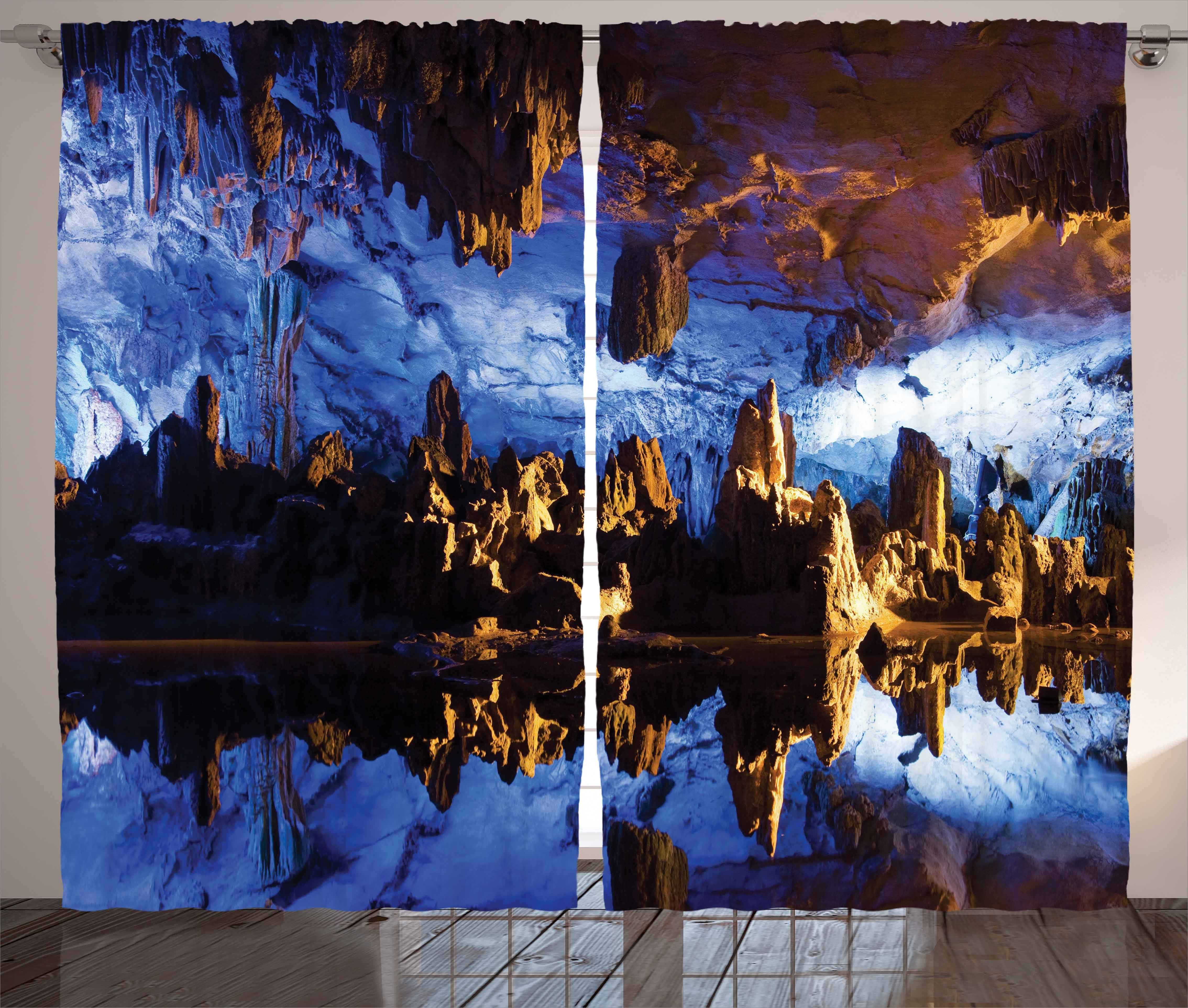 mit und Haken, Kräuselband Vorhang Landschaft Abakuhaus, Schlafzimmer Formation Gardine Schlaufen Cave Reflection