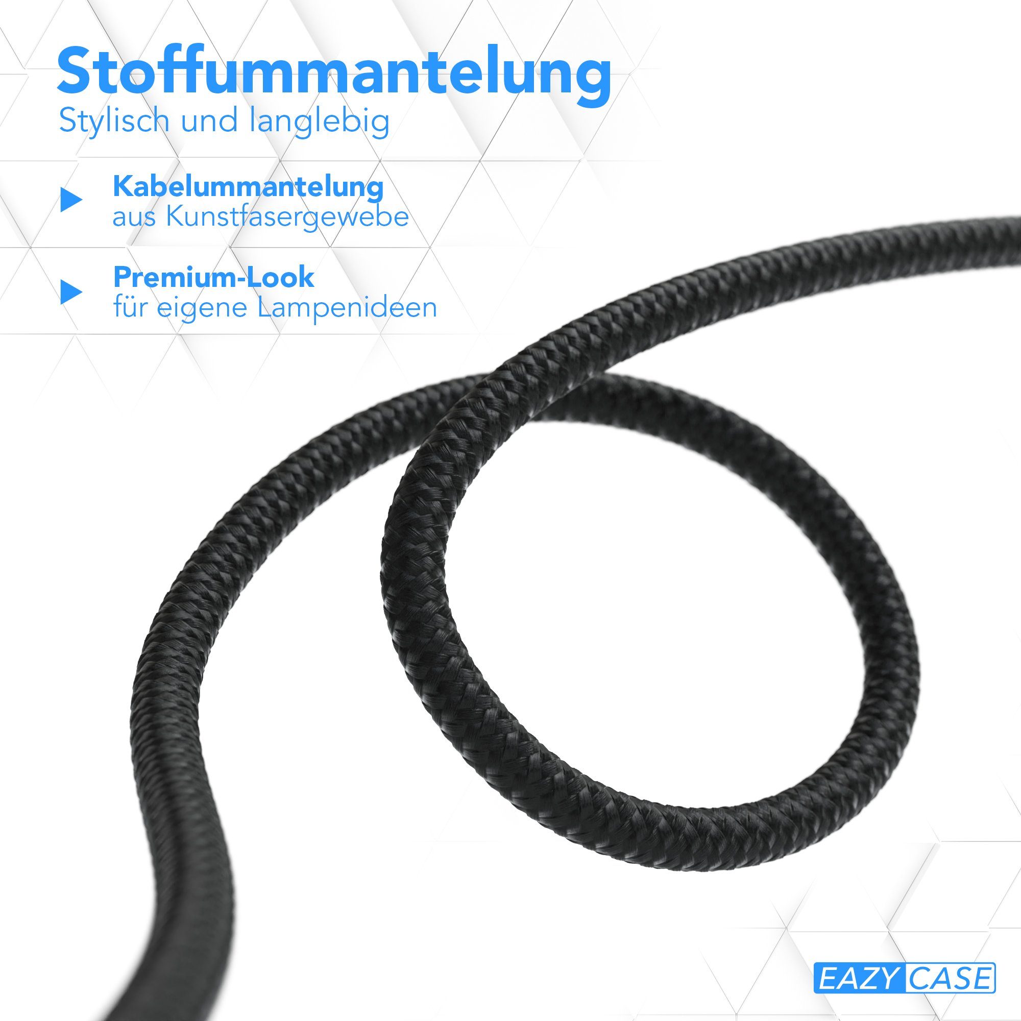 EAZY CASE Lampenfassung 3x E27 Lampensockel 5m Kabel & Schalter DIY Lampen, (1-St), E27 Fassung mit Schalter und dekoratives Lampenkabel DIY Lampe Schwarz