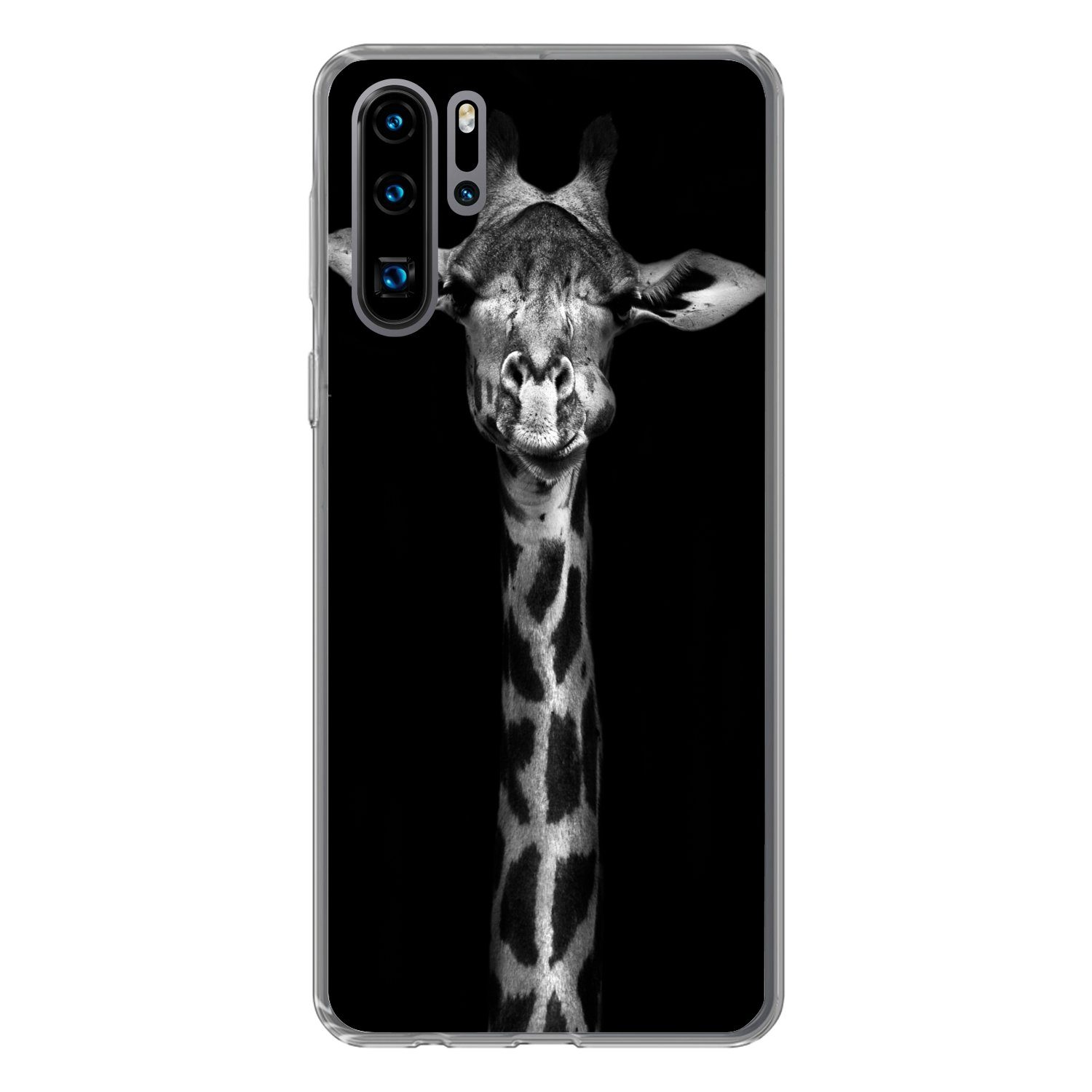 Handyhülle für Huawei P30 Pro Giraffe - Porträt - Tiere - Schwarz - Weiß