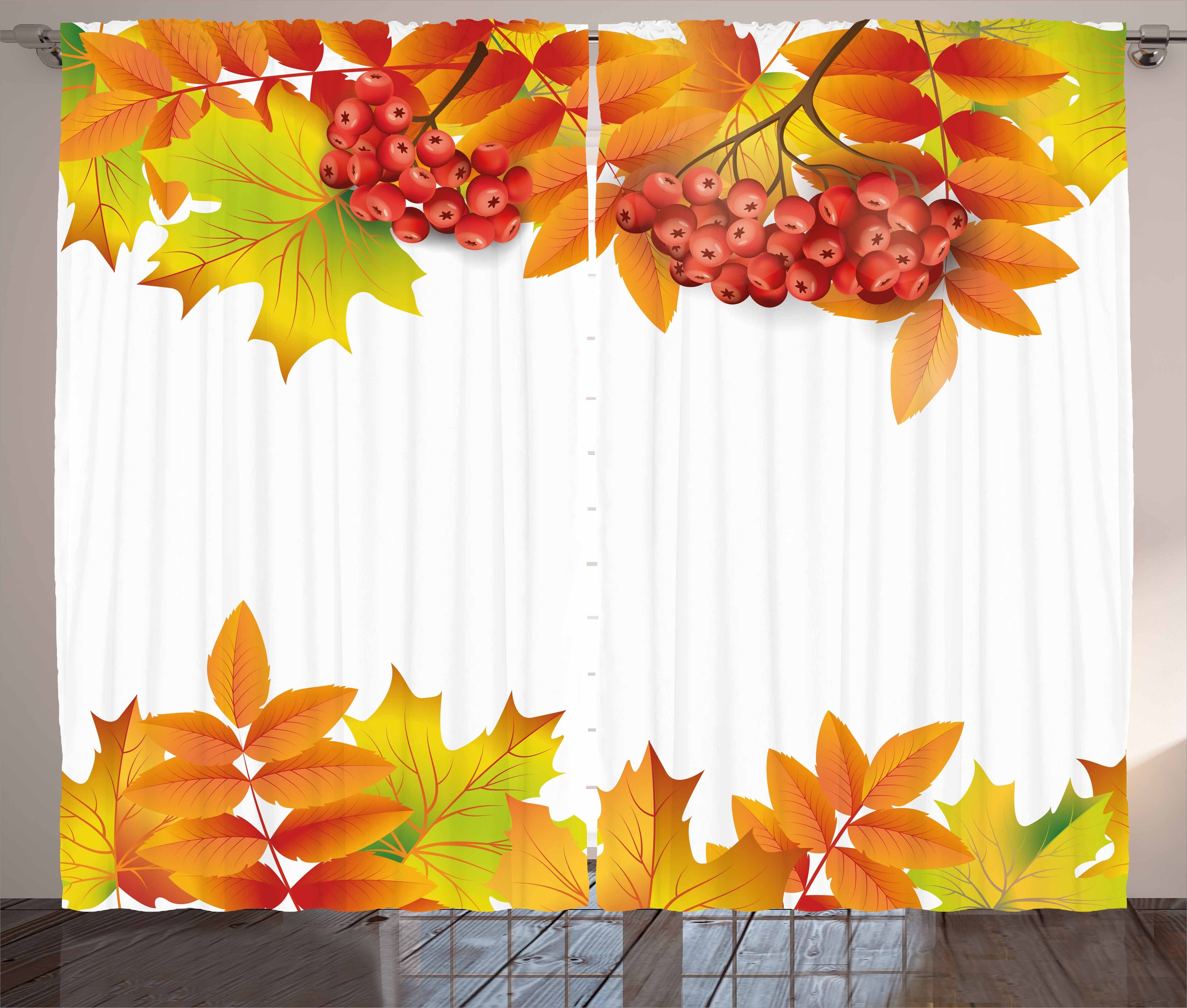Schlaufen Herbst Abakuhaus, mit Haken, Zweige Border Eberesche Gardine Schlafzimmer Kräuselband und Vorhang