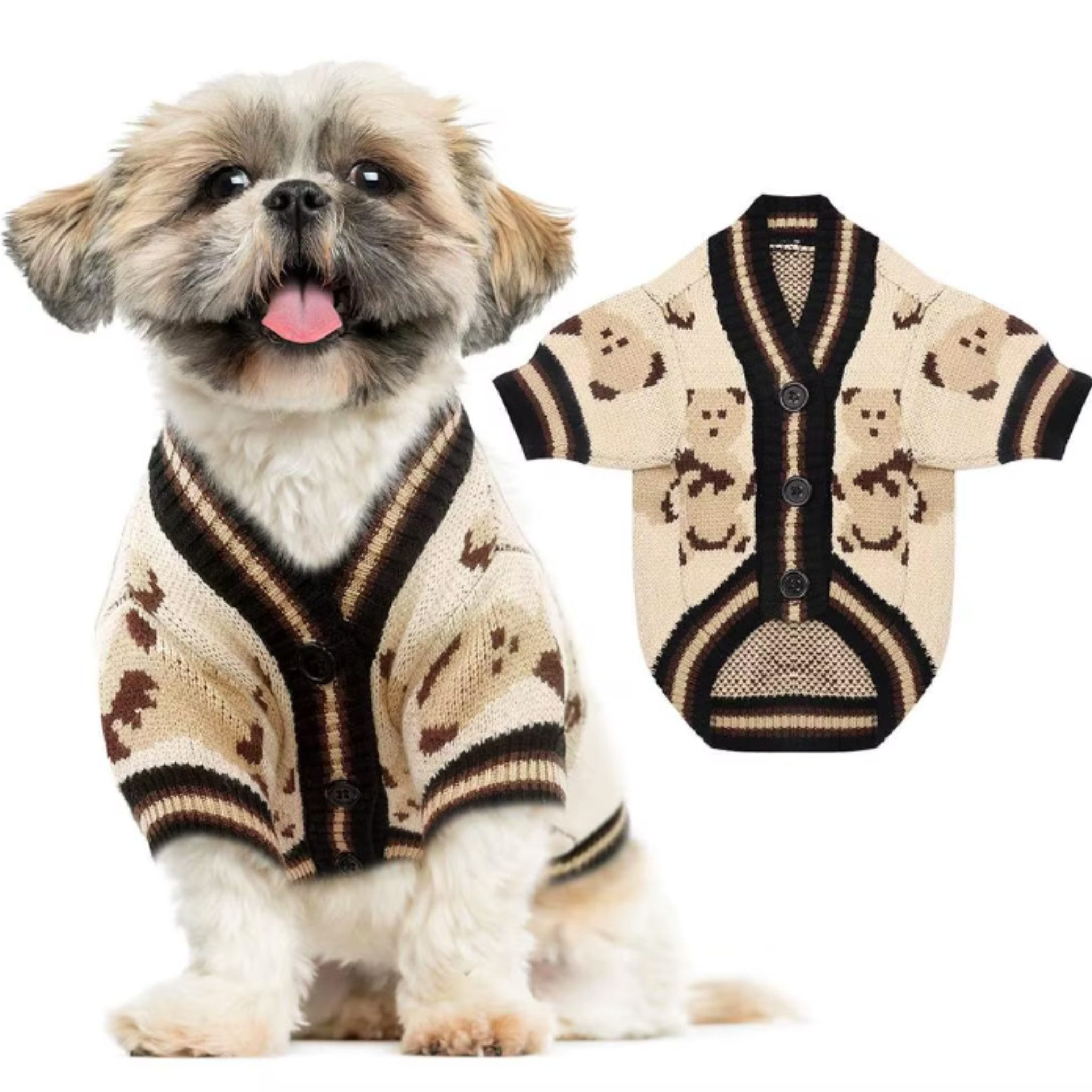 FLOCKI Pets™ Hundepullover Hunde Strickpullover, für Hunde in verschiedenen Größen, niedliches Teddy-Bär Design