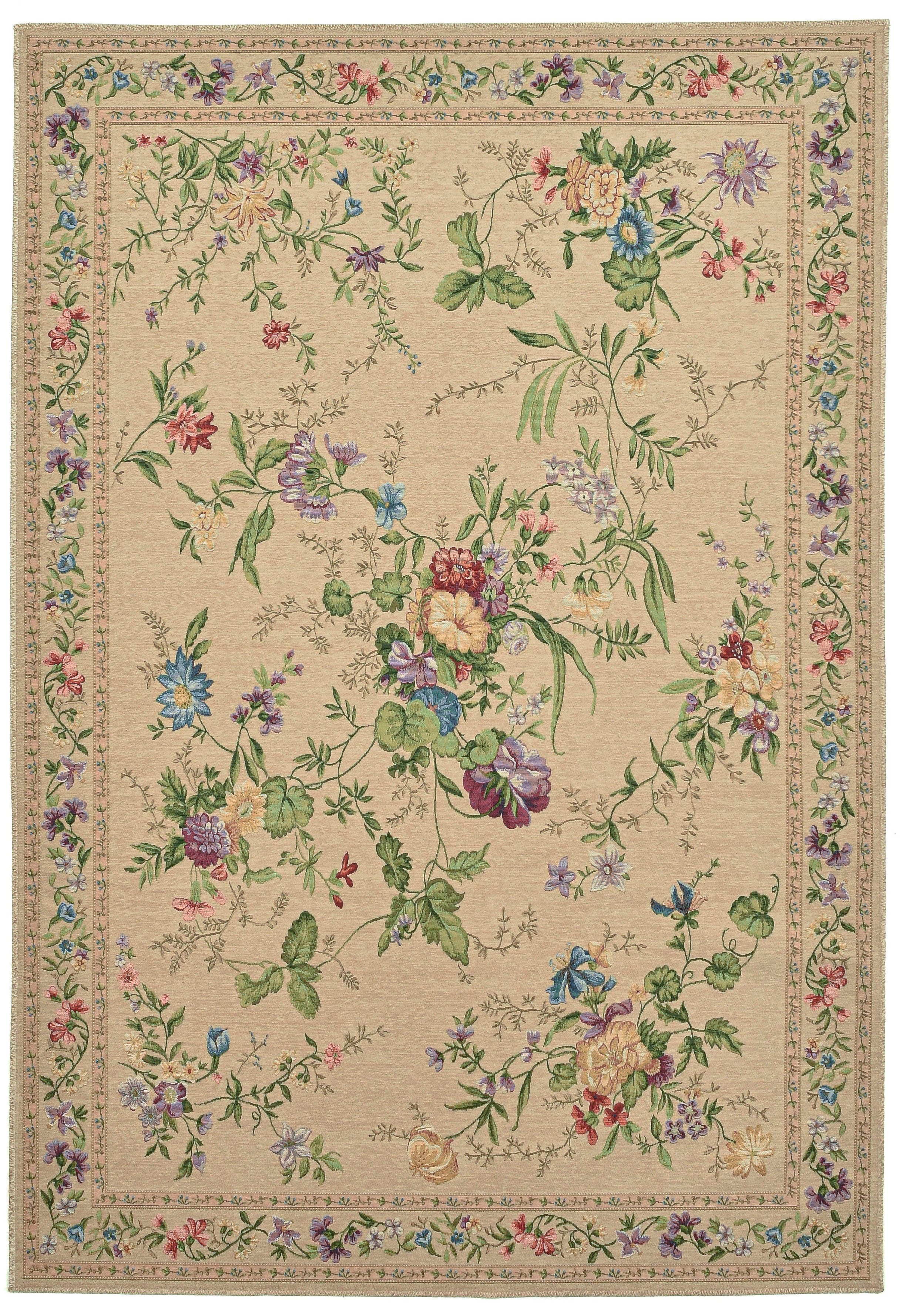 THEKO Teppich Flomi Sagrini, rechteckig, Höhe: 4 mm, Flachgewebe, Pastell-Farben, Blumen Design