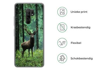 MuchoWow Handyhülle Hirsche - Wald - Bäume - Tiere - Natur, Phone Case, Handyhülle Xiaomi Redmi 9, Silikon, Schutzhülle