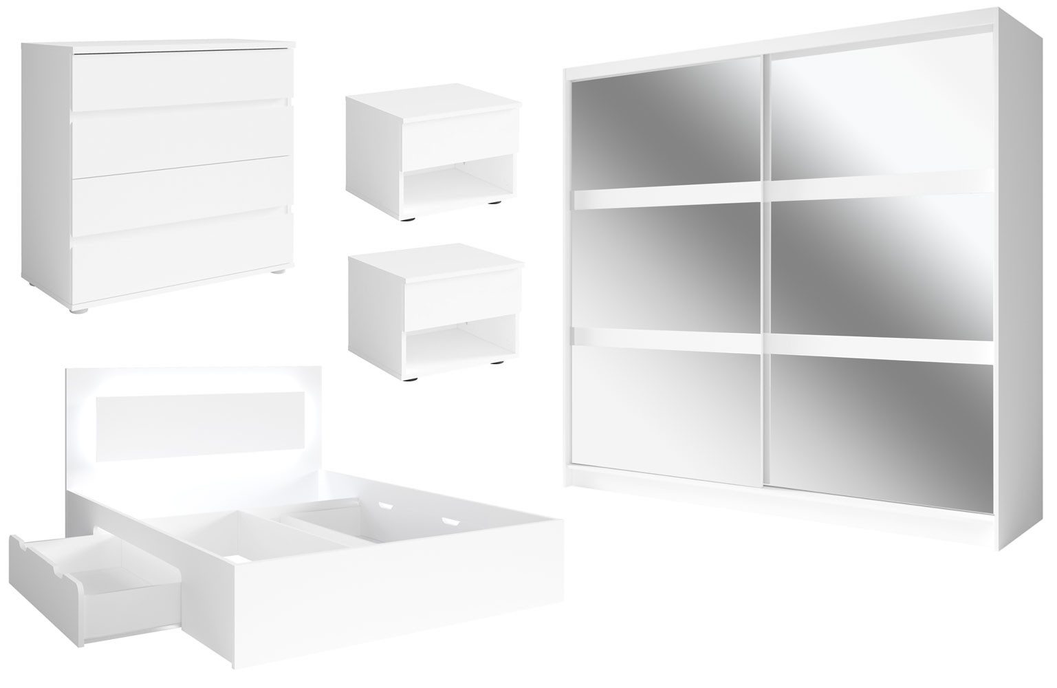 Feldmann-Wohnen Komplettschlafzimmer Fino, (Schiebetürenschrank, Doppelbett günstig online kaufen