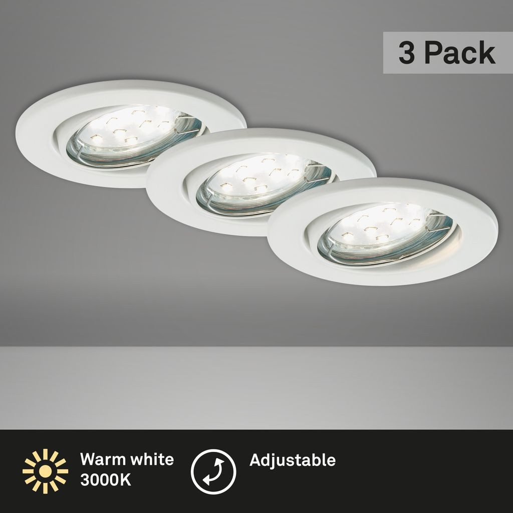 Briloner Leuchten LED Einbaustrahler 7225-036, LED wechselbar, 2700K - Extra-Warmweiß, weiß, GU10, Einbaustrahler, Einbauspot