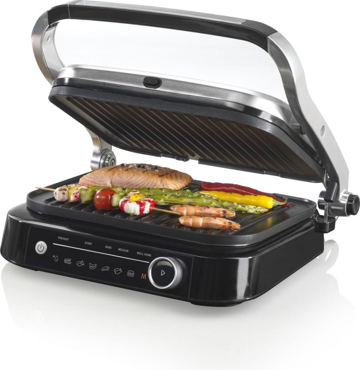 GORENJE Kontaktgrill Kontaktgrill, Gargutsensor, Sandwichtoaster, Panini Grill, 2100.00 W, antihaftbeschichtet, 7 voreingest. Programme, Lebensmitteldickemessung