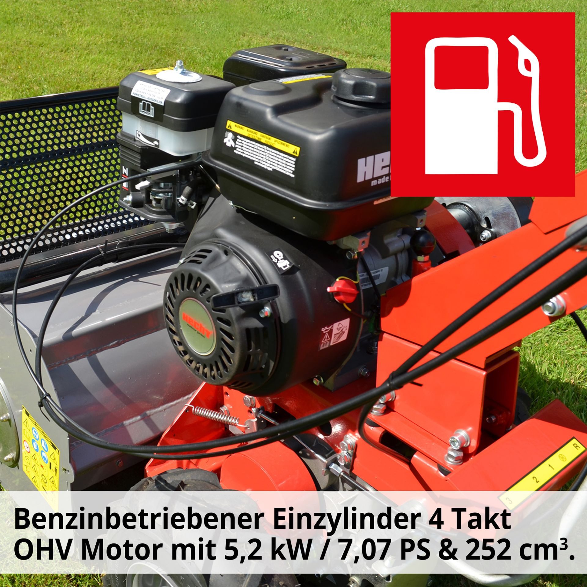 Hecht Schlegelmäher 5812 Profi Benzin 7,07 PS, 60 cm Schnittbreite, Radantrieb, 32 Schlegelmesser, Hochgrasmäher