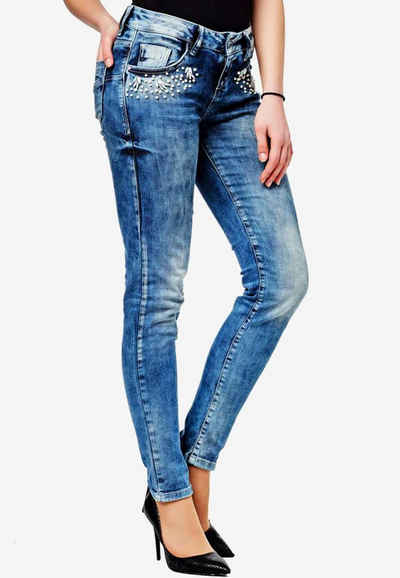 Cipo & Baxx Slim-fit-Jeans mit tollem Steinchen-Besatz in Skinny-Fit