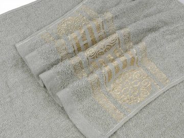 Sarcia.eu Badetücher mintgrüner Baumwollhandtuch mit Goldstickerei, Handtuch 48x100 cm x1