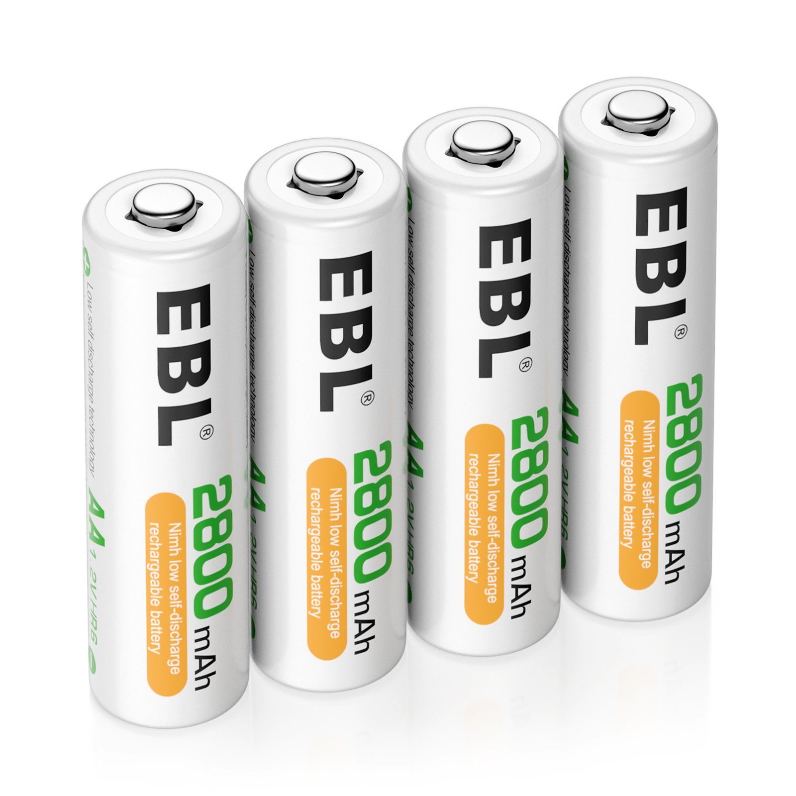 EBL 4 Stück AA Akku 2800mAh, NiMH Akkubatterien Akku AA (1,2 V, 4 St)