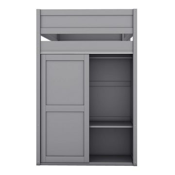 REDOM Hochbett Holzbett, ausgestattet mit Kleiderschrank, Schreibtisch und Schubladen (90*200cm) ohne Matratze