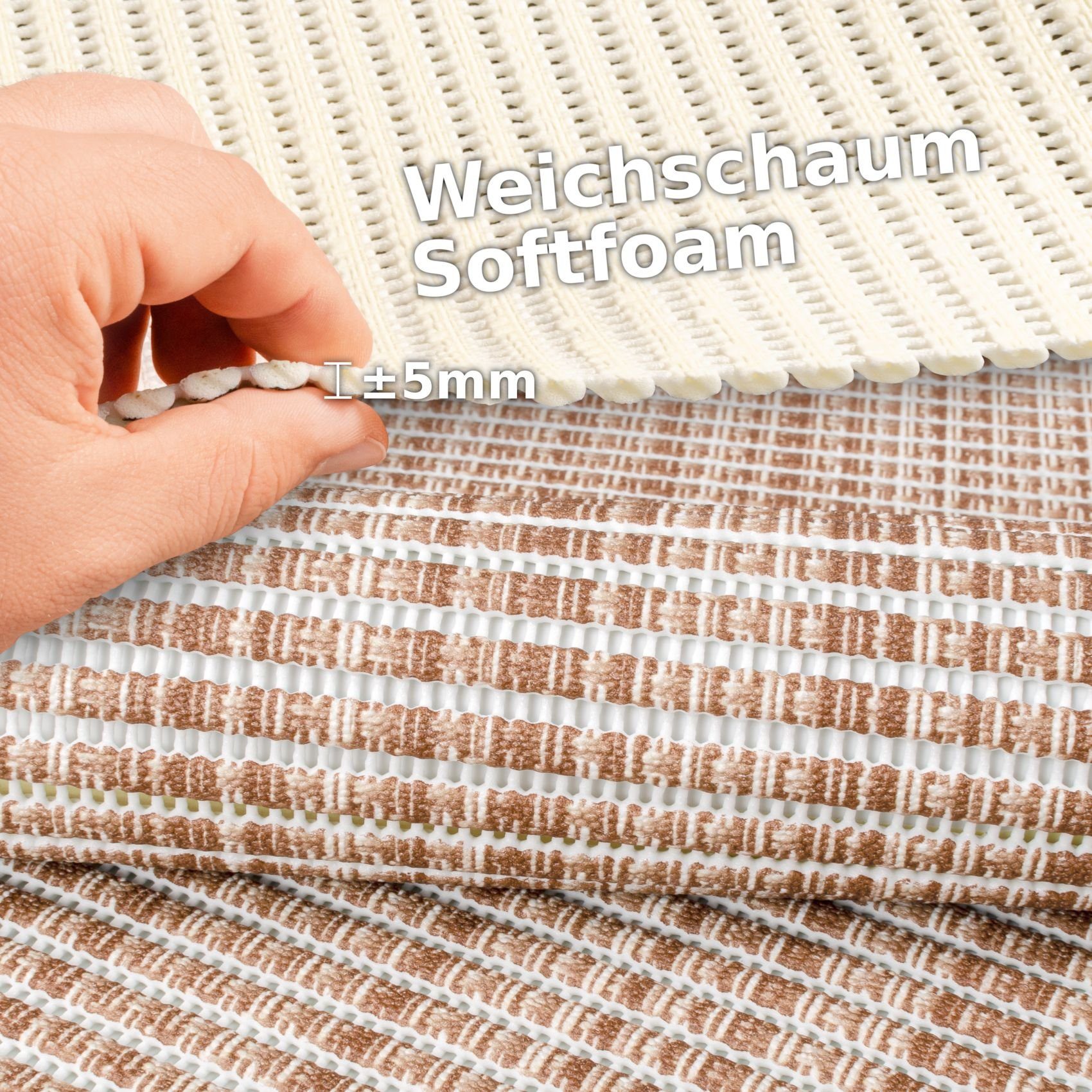 ANRO Schaum-Badematte Antirutschmatte Weichschaummatte Badezimmer Entspannung, Höhe 5 mm, wasserdurchlässig, pflegeleicht, Rillen, rutschhemmend, Drainage Effek – Bild 5 von 5