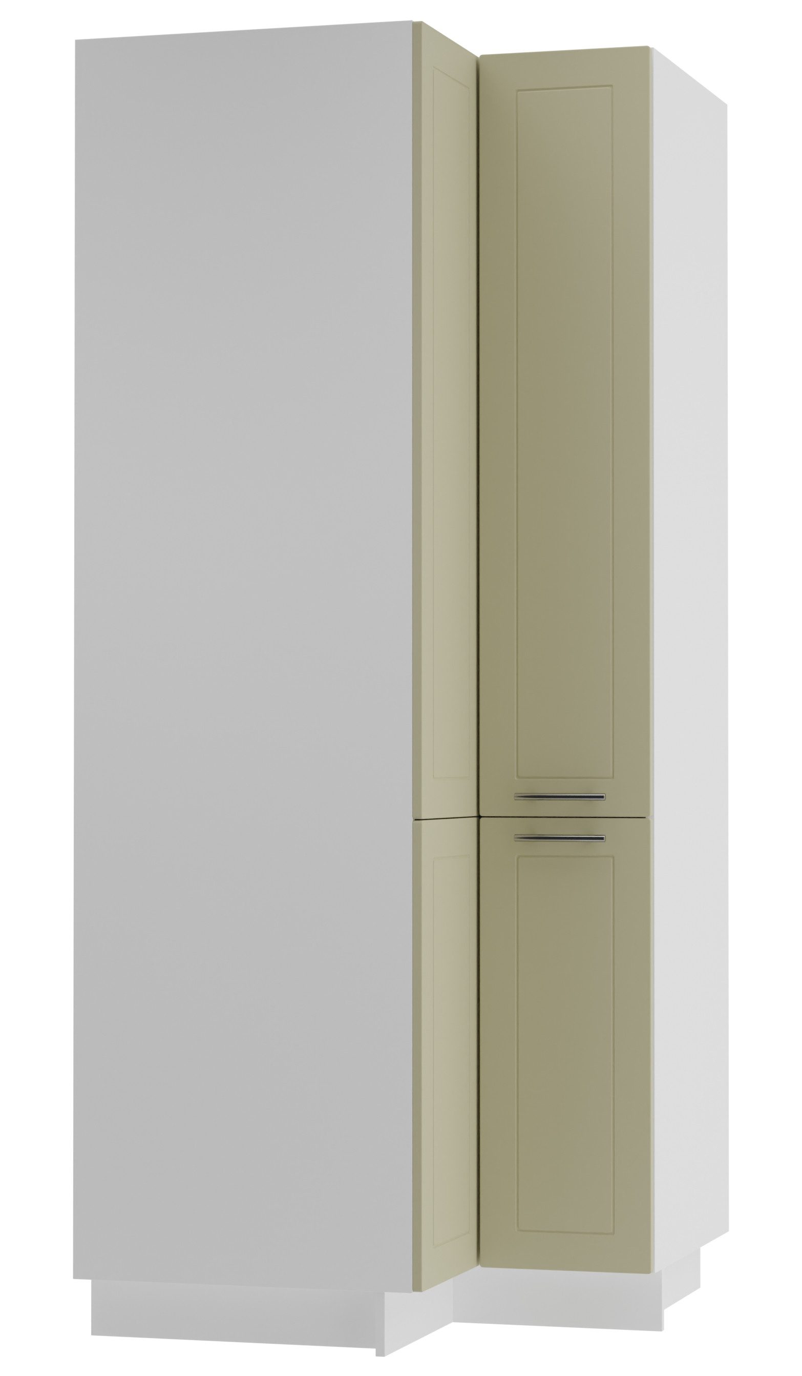 Feldmann-Wohnen Vorratsschrank Kvantum (Türscharniere mit Soft-Close-Funktion, 1-St., Fronten mit dekorativen Fräsungen und leicht abgerundeten Ecken) 90x90cm weiß - vanille (Q-D24N/207)