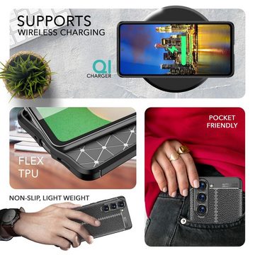 Nalia Smartphone-Hülle Samsung Galaxy S23 Plus, Leder-Look Silikon Hülle / 2x Displayschutz / Rutschfest / Kratzfest